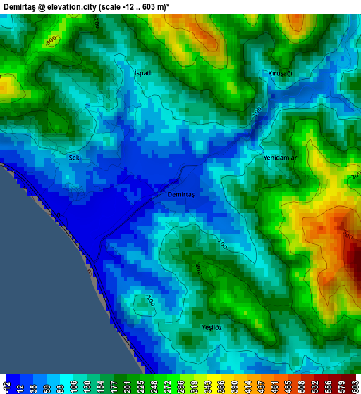 Demirtaş elevation map