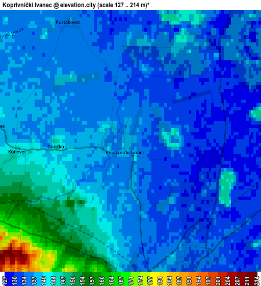 Koprivnički Ivanec elevation map