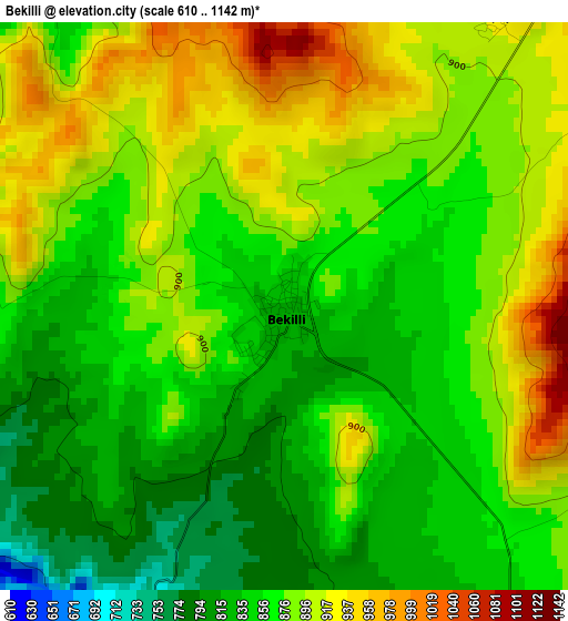 Bekilli elevation map