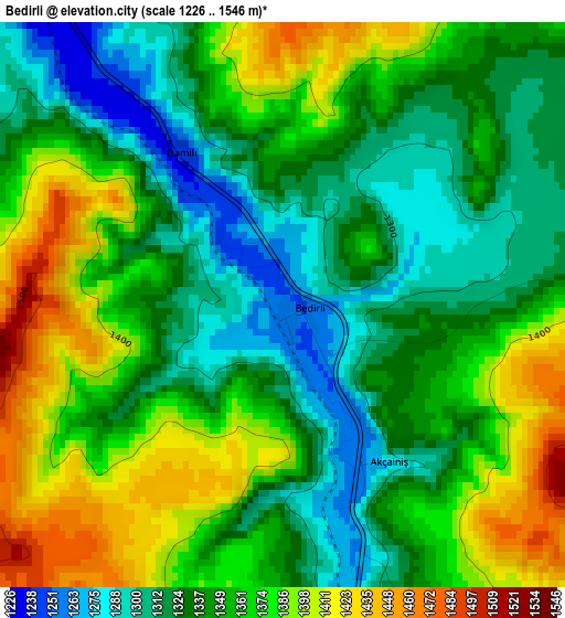 Bedirli elevation map