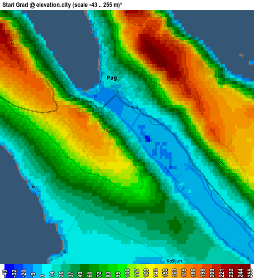 Stari Grad elevation map