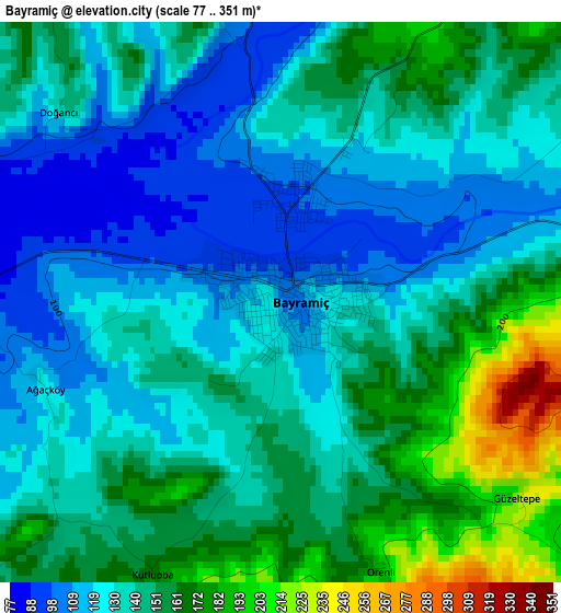 Bayramiç elevation map