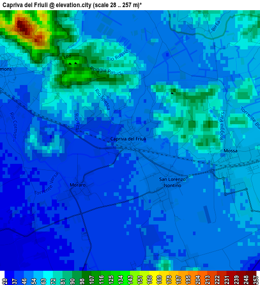 Capriva del Friuli elevation map