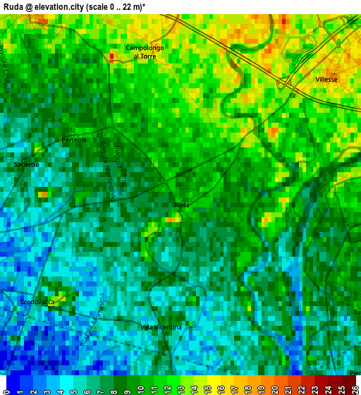 Ruda elevation map