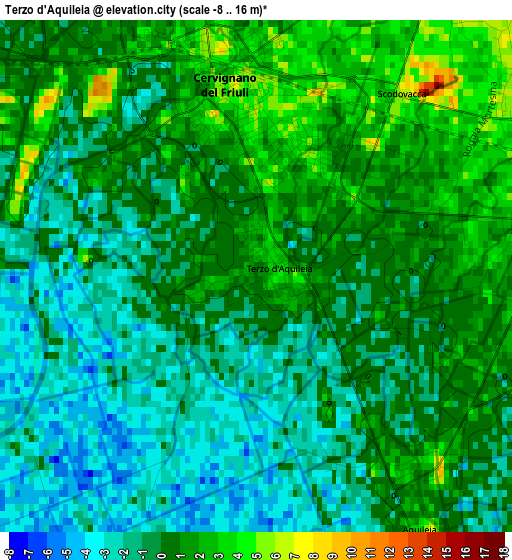 Terzo d'Aquileia elevation map