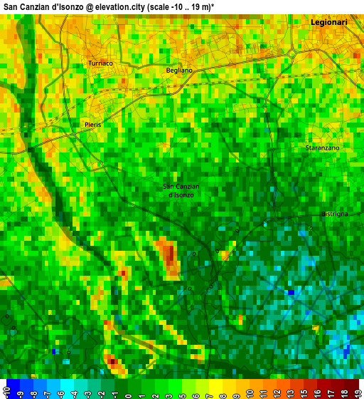 San Canzian d'Isonzo elevation map