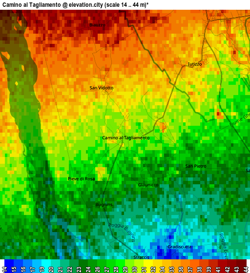 Camino al Tagliamento elevation map