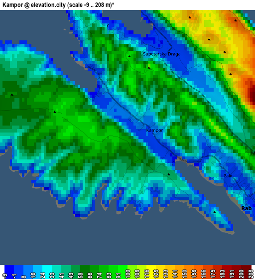 Kampor elevation map