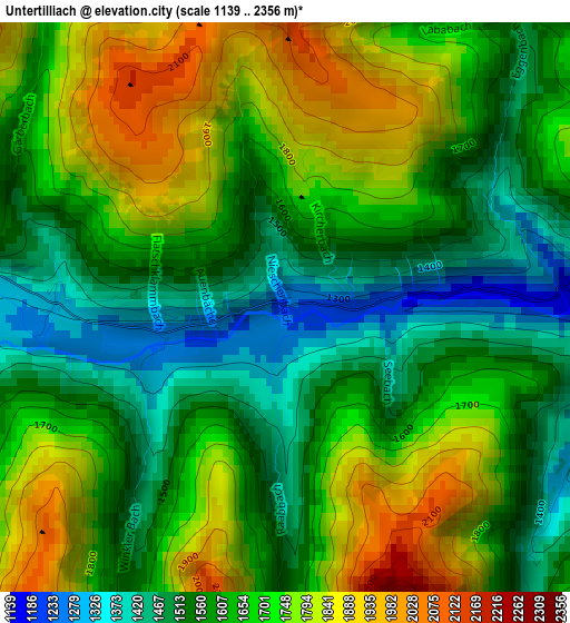 Untertilliach elevation map