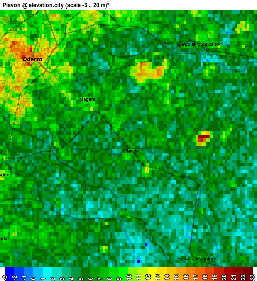 Piavon elevation map