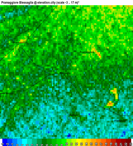 Pramaggiore Blessaglia elevation map