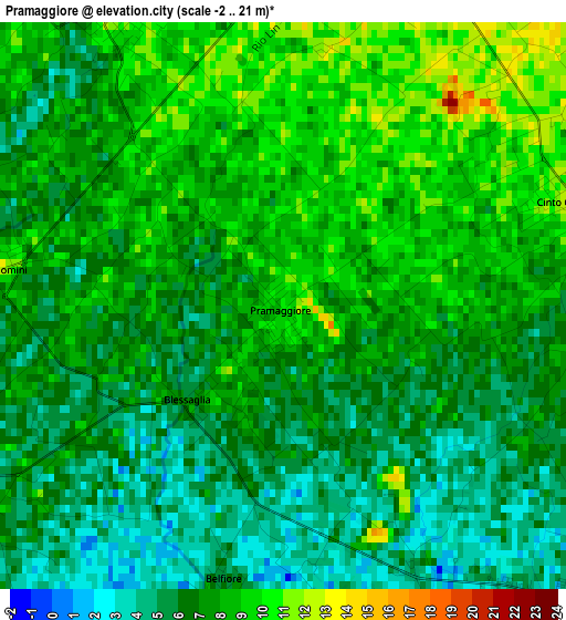 Pramaggiore elevation map