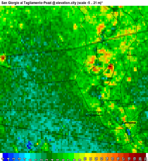 San Giorgio al Tagliamento-Pozzi elevation map