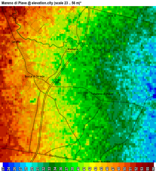 Mareno di Piave elevation map