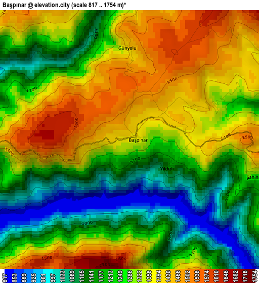 Başpınar elevation map