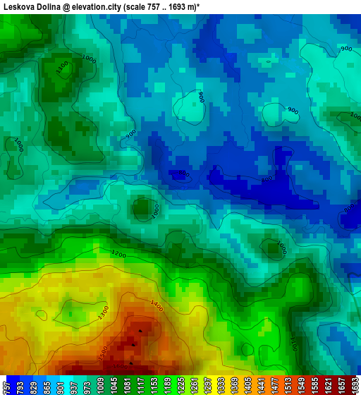 Leskova Dolina elevation map