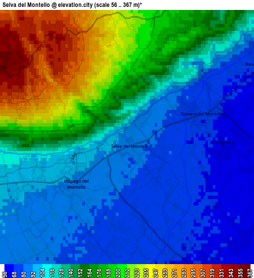 Selva del Montello elevation map