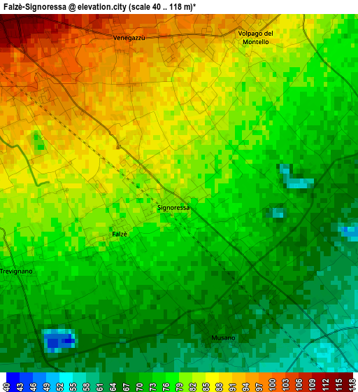 Falzè-Signoressa elevation map