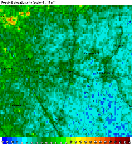 Fossò elevation map