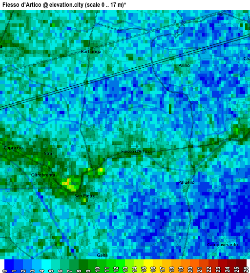 Fiesso d'Artico elevation map