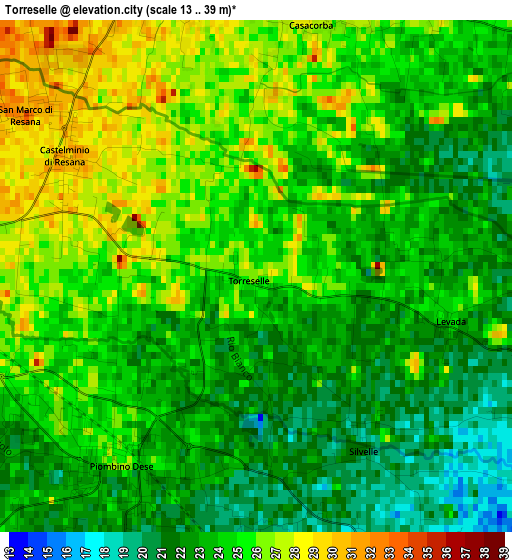 Torreselle elevation map