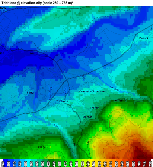 Trichiana elevation map