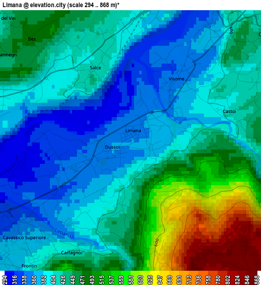 Limana elevation map