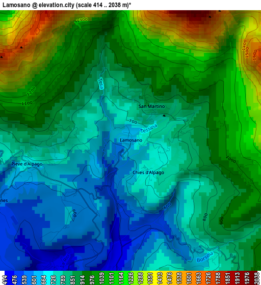 Lamosano elevation map