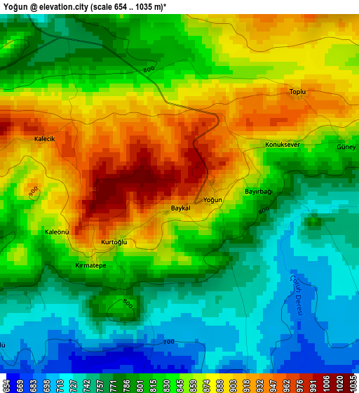 Yoğun elevation map