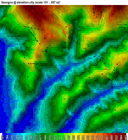 Savogna elevation map