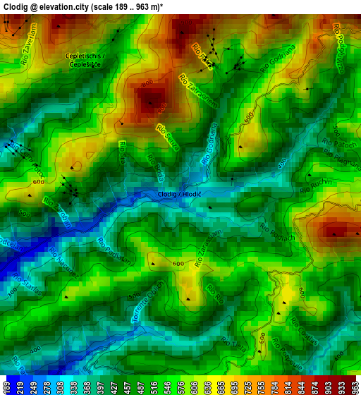 Clodig elevation map