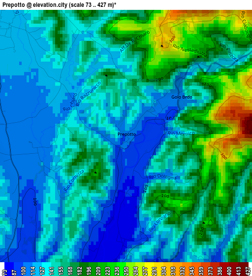 Prepotto elevation map