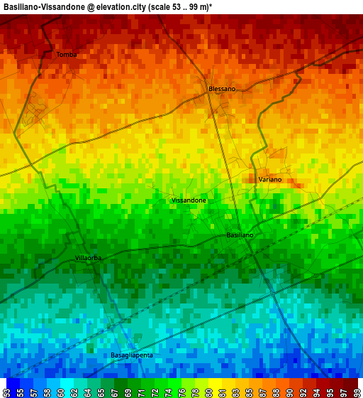 Basiliano-Vissandone elevation map