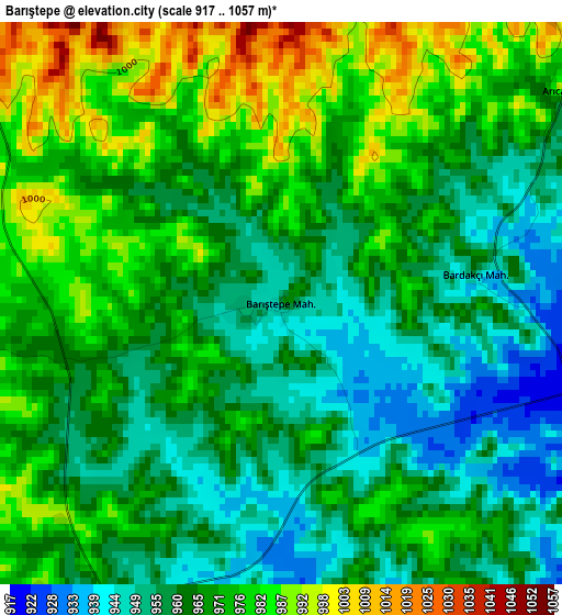 Barıştepe elevation map