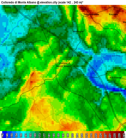 Colloredo di Monte Albano elevation map