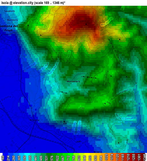 Isola elevation map