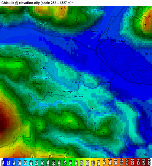 Chiaulis elevation map