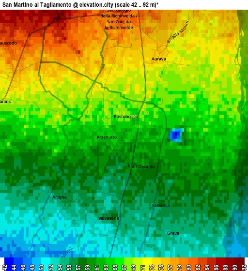 San Martino al Tagliamento elevation map