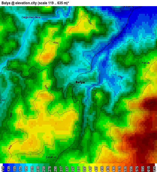 Balya elevation map