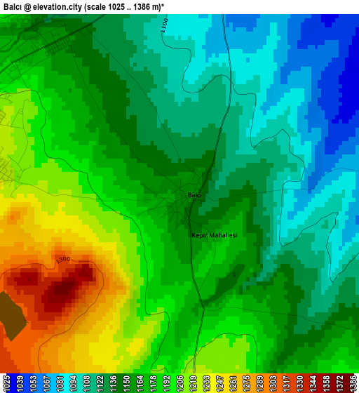 Balcı elevation map