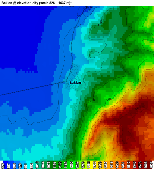 Baklan elevation map