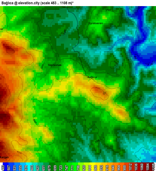 Bağlıca elevation map