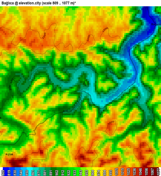 Bağlıca elevation map