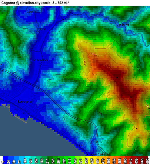 Cogorno elevation map