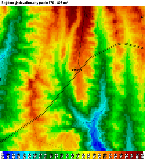 Bağdere elevation map