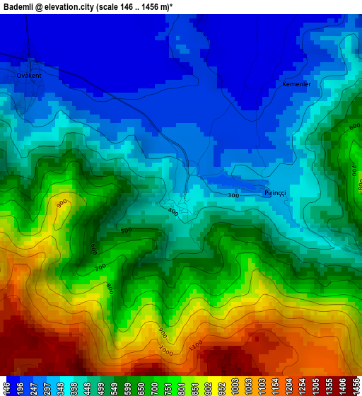 Bademli elevation map