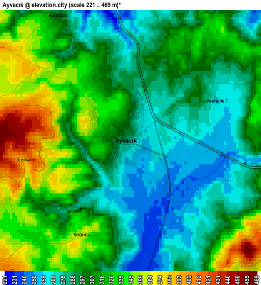 Ayvacık elevation map