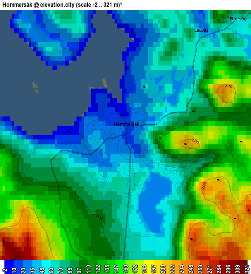 Hommersåk elevation map