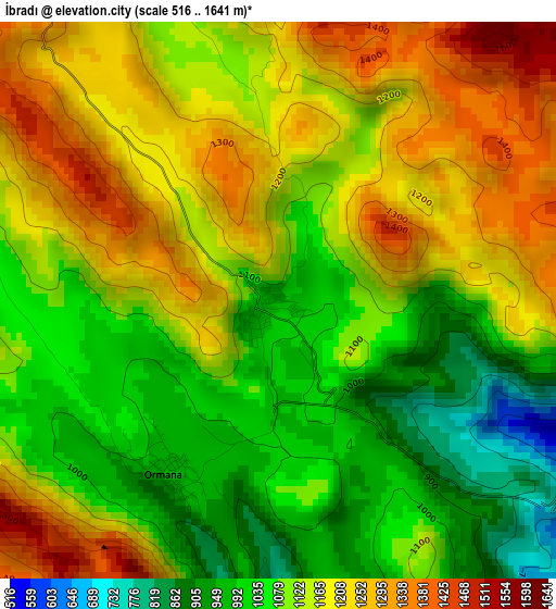 İbradı elevation map