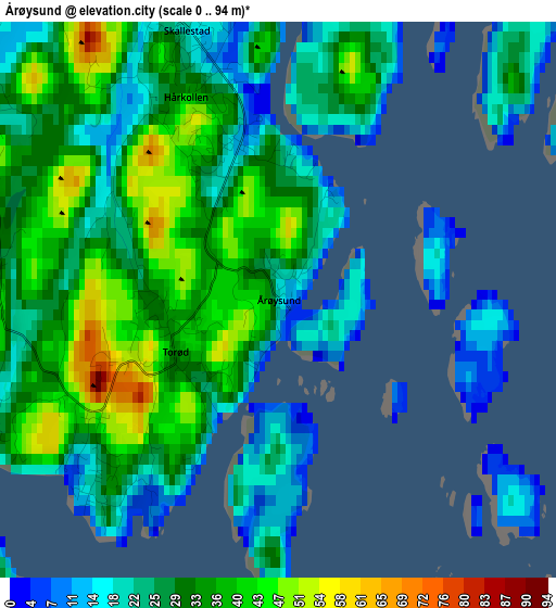 Årøysund elevation map